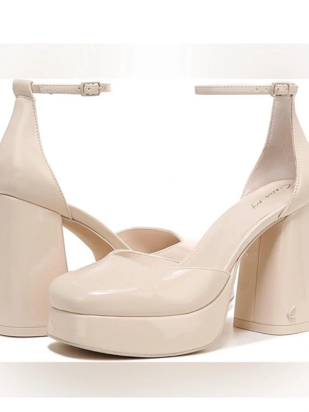 🌼♥️🌼Circus  by Sam Edelman Patent Platform Ankle-Strap Pumps in Cream